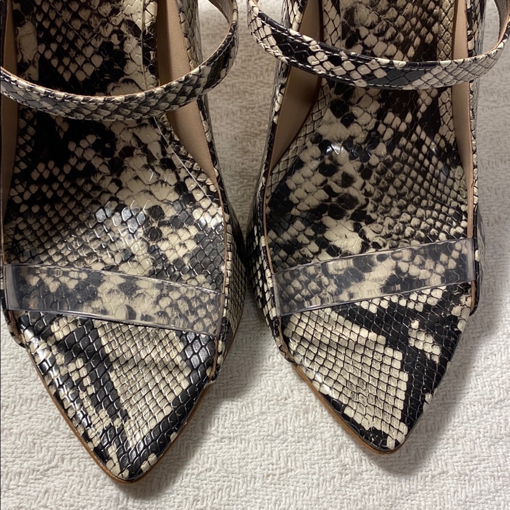 Aldo Snakeskin Patterned stiletto heels sexy reptile formal chic shoes open toe - Picture 6 of 12